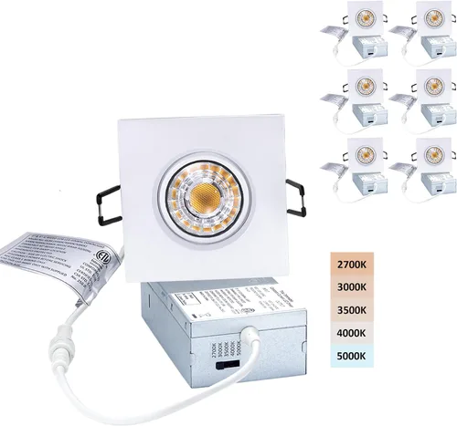 POPANU Foco giratorio de cardán empotrado sin canless de 5 CCT de 3 pulgadas, lámpara de techo de globo ocular de 3 pulgadas, luces empotrables