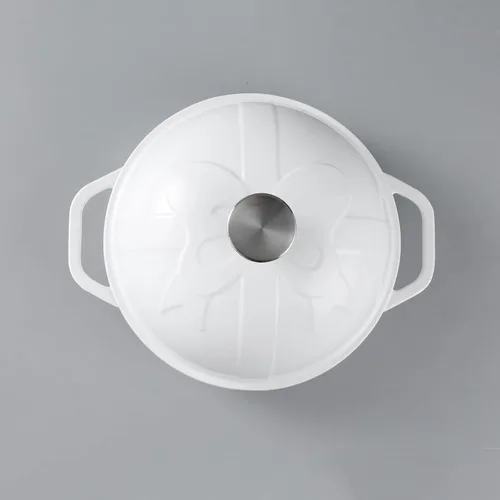 Miniatura 5 de HAWOK Horno de pan de hierro fundido con tapa Cloche, diámetro 9.8 pulgadas/9.8 in, 1.5 cuartos de galón, bandeja para hornear de masa madre, blanco