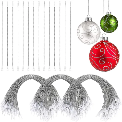 Nuanchu Perchas de adornos de Navidad, cuerda precortada para adornos, ganchos de adorno con cierre a presión, cuerdas colgantes de poliéster para