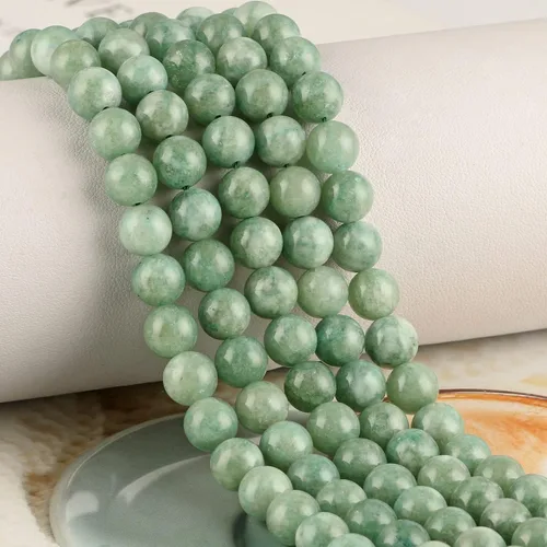 Miniatura 3 de 100 cuentas de jade birmano liso natural de 0.236 pulgadas (0.236 in), cuentas redondas sueltas de piedras preciosas para fabricación de joyas