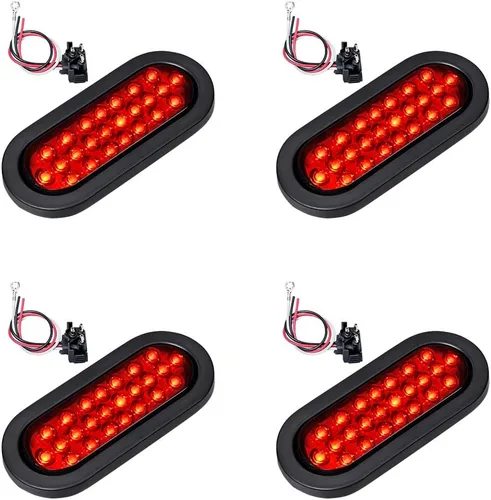 Miniatura 8 de Astra Depot, 1 par de faros traseros de LED ovalados rojos, 6 pulgadas, 10 diodos, con ojal y conector para camión o remolque, selladas, 4piezas