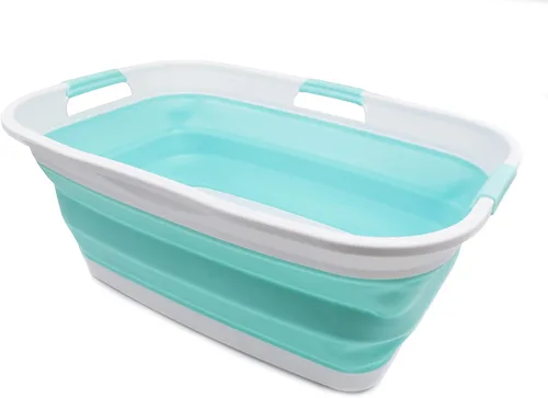Miniatura 2 de SAMMART Cesta de plástico plegable para ropa sucia de 44 litros – Contenedor/organizador plegable – Tina de lavado portátil – Cesta de ahorro