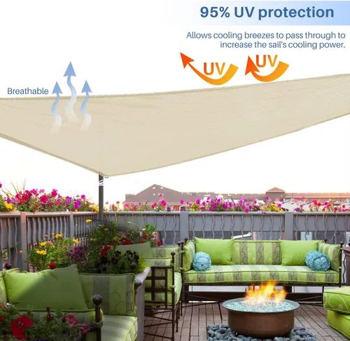 Miniatura 5 de E&K Toldo parasol triangular derecho Sunrise de 8 x 8 x 11 pies, bloquea los rayos UV, para pérgola, patio, jardín, al aire libre (beige)