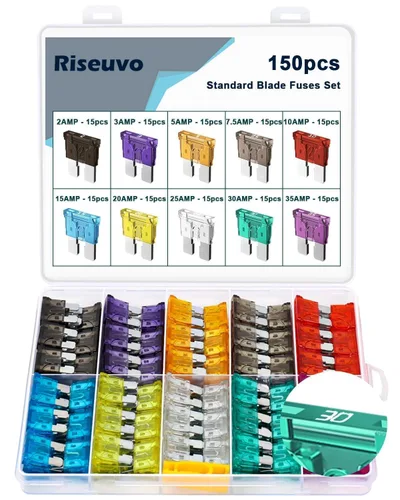 Miniatura 15 de Riseuvo Juego de 36 fusibles de automóvil – Fusibles surtidos de repuesto de cuchillas para automóvil, RV, cámper, barco, camión, motocicleta