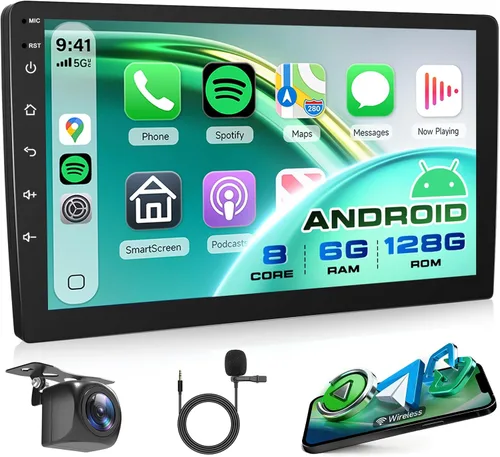 Miniatura 11 de Rimoody Estéreo de coche de doble DIN Android de 4 GB+64 GB con Carplay inalámbrico y Android Auto, pantalla táctil IPS de 7 pulgadas, FM/RDS