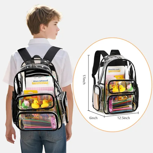 Miniatura 139 de CAMTOP Mochila transparente resistente y transparente para estudiantes, escuela, trabajo, festival, viajes, deportes, Beige, Mediana, Camtop Mochila