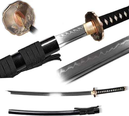 Miniatura 10 de Katana de acero templado con resorte de arcilla de 41 pulgadas, espada samurái japonesa hecha a mano, espada samurái japonesa de espada completa