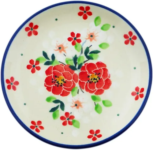 Miniatura 14 de Polmedia Polish Pottery Mini plato, placa de posavasos UNIKAT - Un patrón de cuento de hadas de flores hecho a mano en Boleslawiec Polonia por