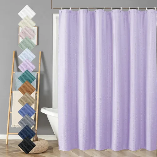 Miniatura 12 de Aiyufeng Moga - Cortina de ducha verde salvia, cortinas de ducha texturizadas en relieve 3D para baño, cortina de baño de tela de poliéster de lujo