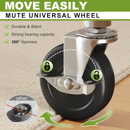 Miniatura 5 de Raybee Perchero de ropa de 76 pulgadas de ancho, resistente con carga de 450 libras, ruedas bloqueables y altura ajustable, perchero para Plata
