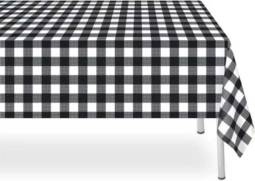 Miniatura 156 de Paquete de 6 manteles de plástico desechables azules y blancos a cuadros, manteles de plástico azules para fiestas, 54 x 108 pulgadas impermeables