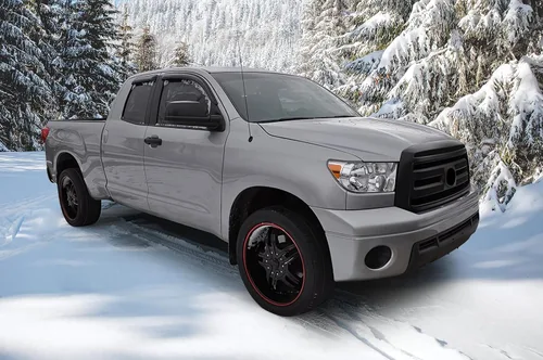 Miniatura 4 de IKON MOTORSPORTS - Visera de ventana compatible con Toyota Tundra de doble cabina 2007-2021, estilo delgado, acrílico, tintado, humo, lluvia