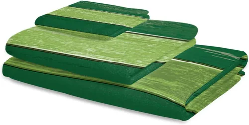 Miniatura 2 de Juego de toallas de baño de 3 piezas, color verde azulado degradado, toalla suave y absorbente de madera turquesa a rayas para baño, hotel