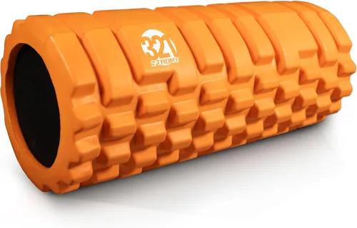 Rodillo de espuma fuerte 321 – Masajeador de tejido profundo de densidad media para masaje muscular y liberación de puntos miofascial, con eBook 4K