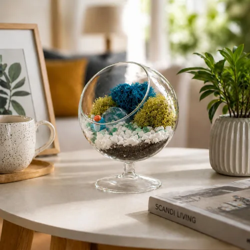 Miniatura 9 de Creations by Nathalie Kit de terrario casero de 18 cm en forma de lágrima con plantas vivas - Maceta colgante de vidrio con soporte para adultos