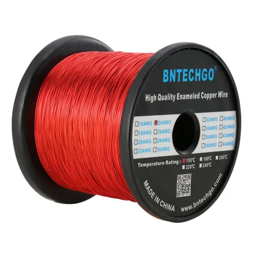 Miniatura 39 de BNTECHGO - Alambre magnético de 26 AWG, cable de cobre esmaltado para bobinado, 4 onzas, 0.0157 pulgadas de diámetro, 1 bobina de color rojo, Rojo 4