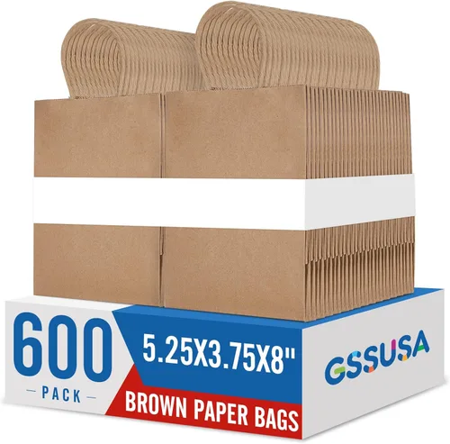 Miniatura 21 de GSSUSA Bolsas de regalo negras de 5.25 x 3.75 x 8 pulgadas, 100 unidades, bolsa para el día de San Valentín, bolsas de papel negro con asas a