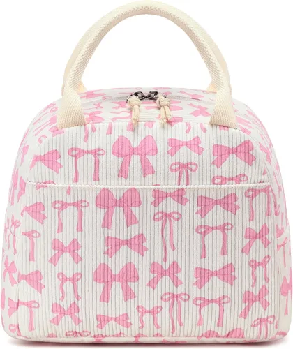 Miniatura 25 de Bluboon Bolsa de almuerzo para mujer, bonita bolsa de almuerzo de pana con correa para el hombro, reutilizable, aislada, gran capacidad