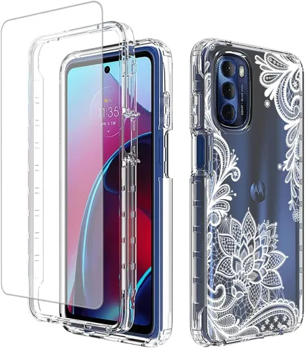 Miniatura 8 de Funda para Moto G Stylus 2022 4G, XT2211 con protector de pantalla de vidrio templado, funda protectora de cuerpo completo con bonito