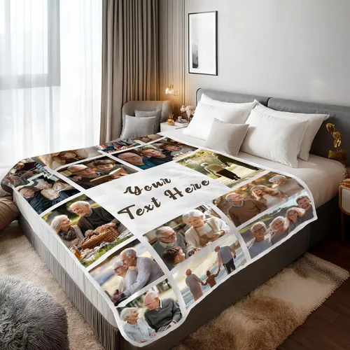 Miniatura 16 de Mantas personalizadas con 1 foto y texto impreso en Estados Unidos Manta personalizada con imagen de 30 x 40 pulgadas Mantas personalizadas