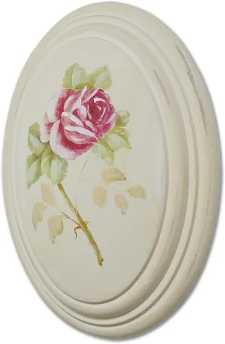 Miniatura 3 de CVHOMEDECO. Marco de madera ovalado pintado a mano retro primitivo para colgar en la pared, pintura 3D, diseño de flores de rosa, 6-3/4 x 8-3/4