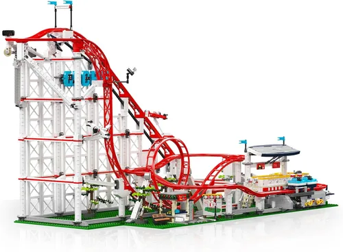 Miniatura 3 de Mould King Juego de montaña rusa con tecnología 11014, 3646 piezas, parque de atracciones, modelo de posavasos de bucle, bloques de construcción