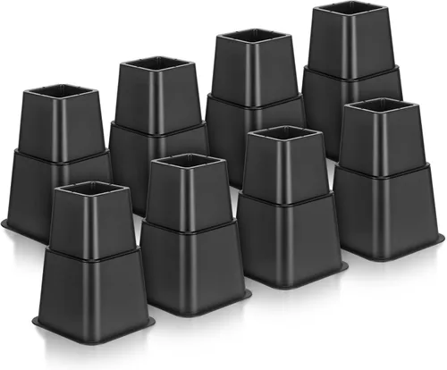 Miniatura 9 de Paquete de 6 elevadores de cama ajustables de 3 y 5 pulgadas apilables o de 8 pulgadas combinados de 8 pulgadas para sofá, patas de escritorio