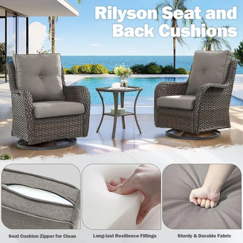 Miniatura 4 de Rilyson Cojines de patio para muebles de exterior, 22 x 24 pulgadas, respaldo alto y asiento profundo, cojín de exterior para sillas de patio, sofá