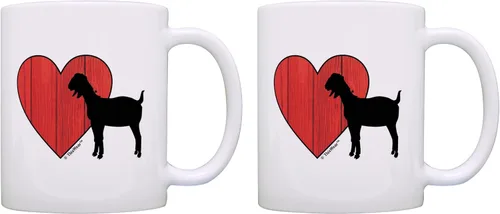 Miniatura 9 de ThisWear Barnyard Farm Animal Goat Love Heart Barn Yard Billy Goat - Taza de café, taza de té, color blanco