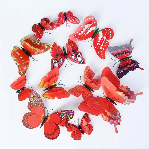 Miniatura 19 de OPSEAM - Calcomanías 3D de mariposa, 24/48 unidades, para decoraciones de pared, fiestas, con imanes (morado, 24)
