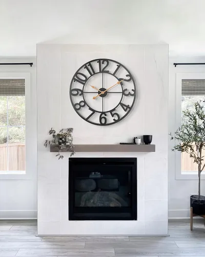 Miniatura 2 de Reloj de pared grande de 30 pulgadas, silencioso, sin tictac, funciona con pilas, moderno reloj de pared analógico redondo de metal redondo