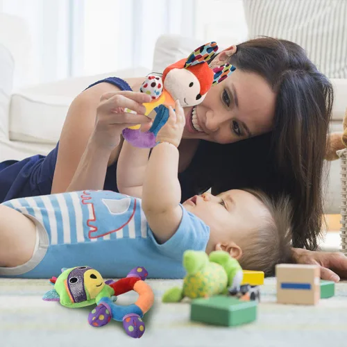 Miniatura 5 de HAHA Baby juguetes de sonajero para dentición, juguete de aprendizaje para bebé niña o niño, campanilla de mano suave, sonajero crujiente
