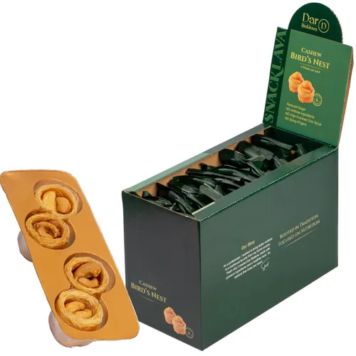 Miniatura 17 de Snacklava Cashew Bird's Nest - Paquete de 6 (24 piezas por paquete) - Sin ingredientes artificiales, colores o conservantes - Pasteles hechos a mano