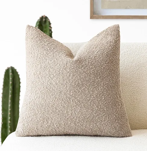 Miniatura 24 de Foindtower Fundas de almohada decorativas con textura de boucle, fundas de almohada sólidas, neutrales, suaves y acogedoras para silla, sofá