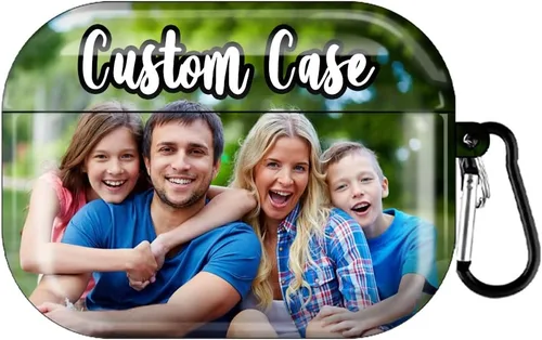 Miniatura 8 de Funda personalizada para AirPods de 2ª/1ª generación con imagen, logotipo, nombre, texto, carcasa rígida para Air Pods 2 1 con mosquetón y llavero a