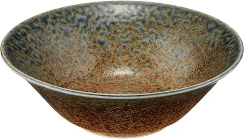 Tazón de cerámica japonesa Mino Ware para servir, 7.6 pulgadas de diámetro, 2.6 pulgadas, 30.4 onzas líquidas, Ai Nagashi U69327 (30)