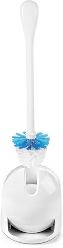 Miniatura 4 de OXO Good Grips Cepillo de inodoro compacto con contenedor y recipiente, cepillo para taza de baño y soporte con puerta automática para contenedor