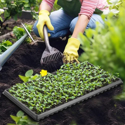 Miniatura 5 de RooTrimmer Bandeja de enchufe de 200 celdas, paquete de 10 unidades gruesas y duraderas para principiantes, semillas de frutas y verduras, Negro-200c