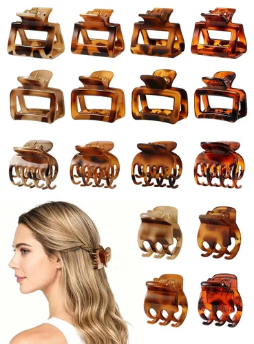 Miniatura 10 de Unbednigt Paquete de 6 pinzas para el cabello para niñas pequeñas, juego de pinzas de garra con temática de postre, accesorio de peinado sólido