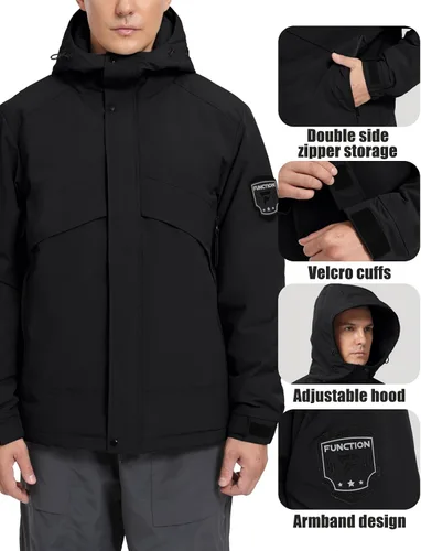 Miniatura 5 de Chaqueta de esquí para hombre, impermeable, cálido, abrigo de invierno resistente al viento, chaqueta de snowboard aislada con capucha para montaña