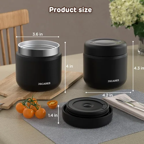 Miniatura 3 de JSCARES Frascos de Comida Aislados para Niños de 12oz para Comida Caliente, Frasco Térmico de Comida de Sopa de Boca Ancha Contenedor Térmico
