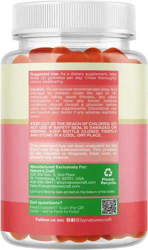 Miniatura 9 de Natures Craft Gomitas prenatales veganas para mujer, vitaminas prenatales gomosas para mujeres con ácido fólico de hierro y mezcla de superfrutas