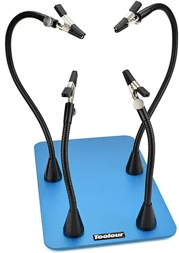 Toolour Manos Magnéticas de Ayuda para Soldadura de Tercera Mano, 4 Brazos de Metal con Ajuste de Pinza, Abrazaderas de Soldadura Flexibles para