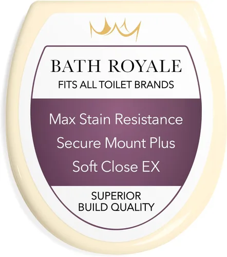 Miniatura 14 de Bath Royale Asiento de inodoro redondo de cierre suave con tapa BR500-00 blanco, cómodo, duradero, resistente, resistente a las manchas y fácil