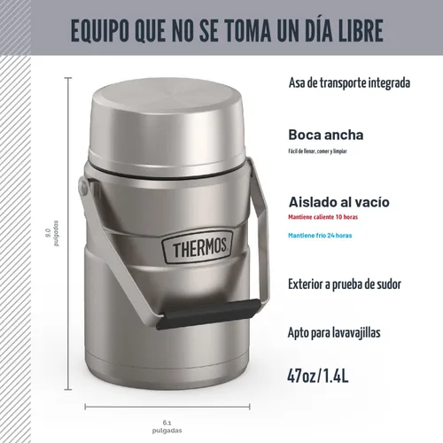 Miniatura 2 de THERMOS Stainless King Tarro de alimentos aislado al vacío con 2 insertos de contenedor de almacenamiento, 47 onzas, acero inoxidable mate Mate
