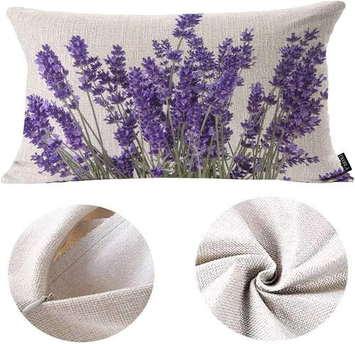 Miniatura 6 de EKOBLA Fundas de almohada de flores de lavanda, fundas de almohada moradas perfumadas florales cuadradas, fundas de almohada para sofá, dormitorio