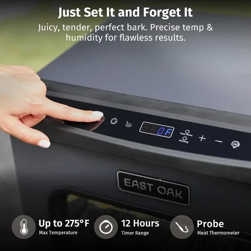 Miniatura 6 de EAST OAK Ahumador eléctrico de 30 pulgadas para exteriores Humos hasta 6 veces más largos en una sola carga Cargador de virutas lateral