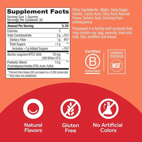 Miniatura 7 de OLLY Gomitas multivitamínicas multiprobióticas para adultos, 1 mil millones de UFC, apoyo digestivo e inmunológico y probióticos + gomita