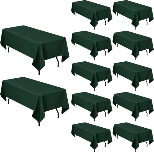 Miniatura 23 de Pesonlook - Paquete de 12 manteles rectangulares de 60 x 102 pulgadas, color beige, para mesas rectangulares de 6 pies, mantel de tela lavable