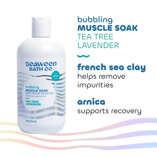 Miniatura 5 de Seaweed Bath Co. - Remojo muscular burbujeante, aroma a lavanda de árbol de té, 12 onzas, algas cosechadas de forma sostenible, arcilla marina
